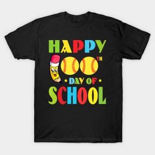 100 Days Of School Softball Player T-Shirt